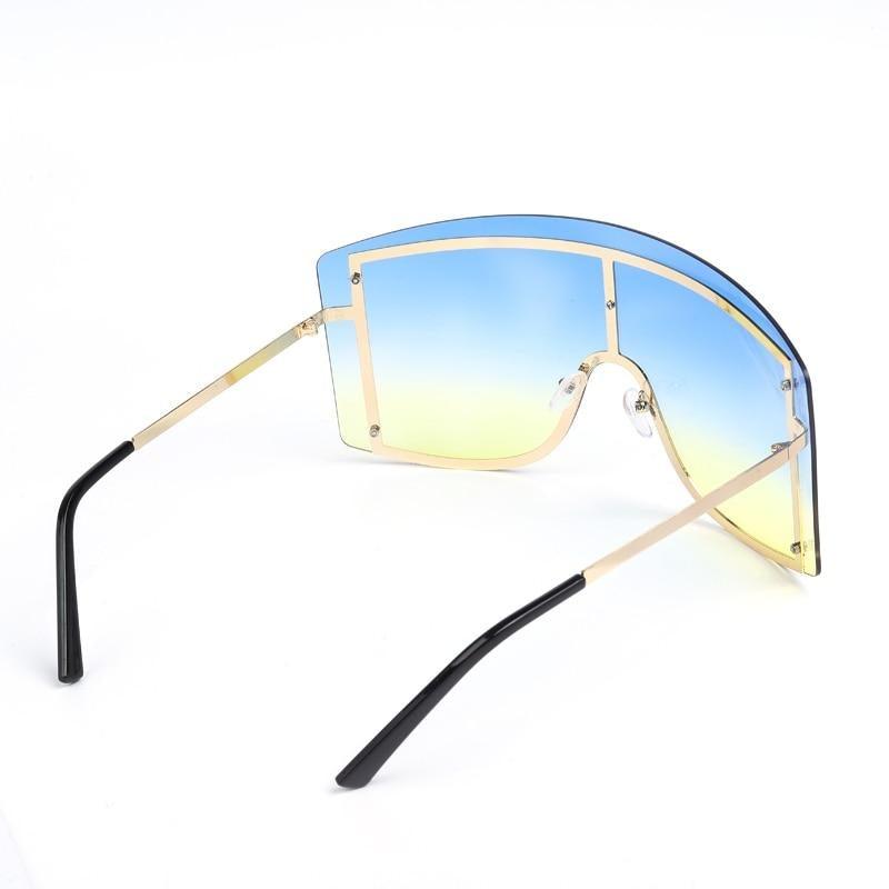 Oversized Women Blue & Yellow Gradient Sunglasses Fashionable Rimless In Metal For Female New Shades Personality Eyewear -Sunglasses- Melted Glam LLC