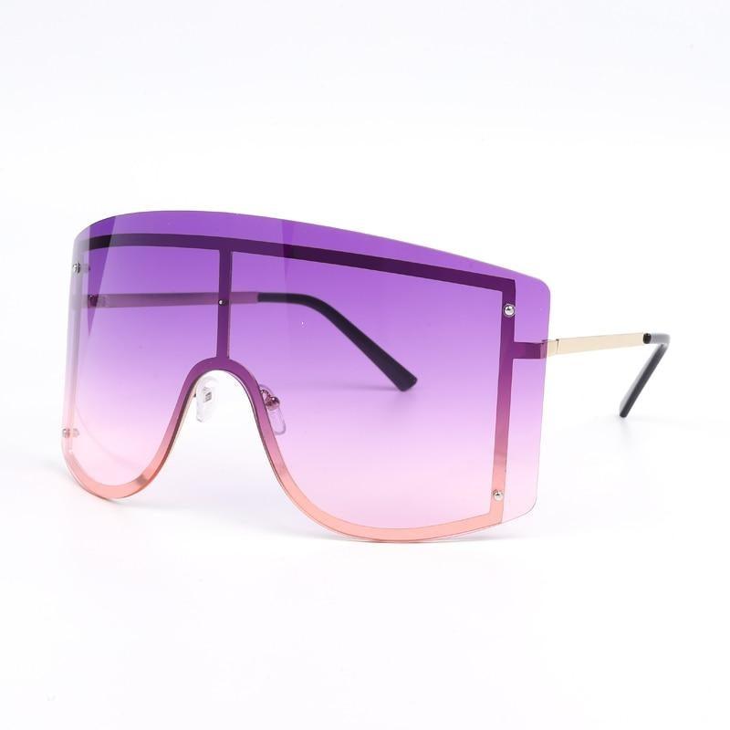 Oversized Women Blue & Yellow Gradient Sunglasses Fashionable Rimless In Metal For Female New Shades Personality Eyewear -Sunglasses- Melted Glam LLC