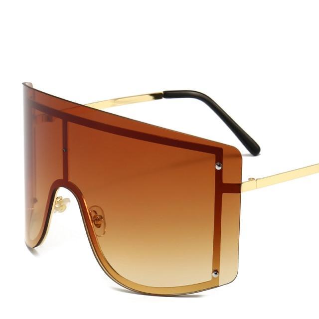 Oversized Women Blue & Yellow Gradient Sunglasses Fashionable Rimless In Metal For Female New Shades Personality Eyewear -Sunglasses- Melted Glam LLC