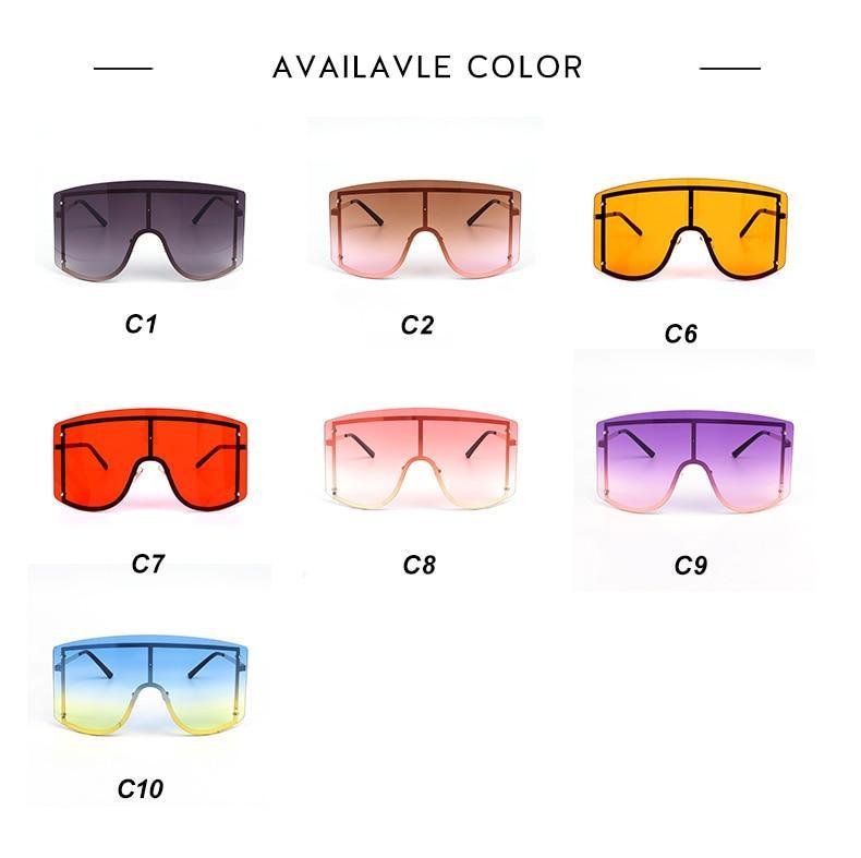 Oversized Women Blue & Yellow Gradient Sunglasses Fashionable Rimless In Metal For Female New Shades Personality Eyewear -Sunglasses- Melted Glam LLC