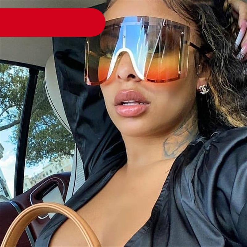 Oversized Women Blue & Yellow Gradient Sunglasses Fashionable Rimless In Metal For Female New Shades Personality Eyewear -Sunglasses- Melted Glam LLC