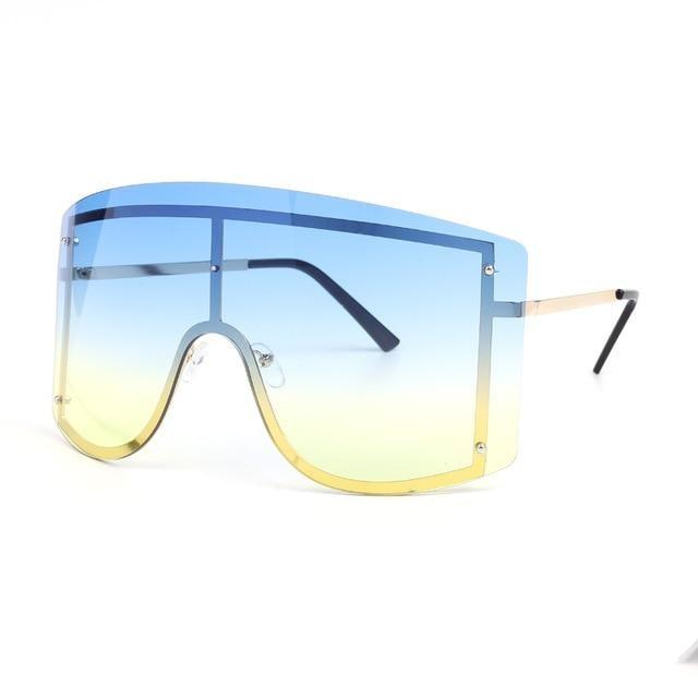 Oversized Women Blue & Yellow Gradient Sunglasses Fashionable Rimless In Metal For Female New Shades Personality Eyewear -Sunglasses- Melted Glam LLC