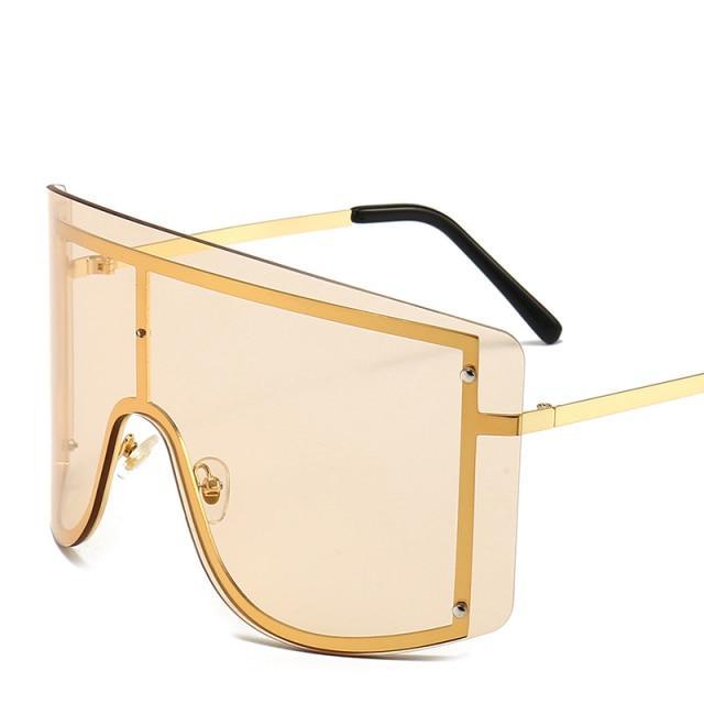 Oversized Women Blue & Yellow Gradient Sunglasses Fashionable Rimless In Metal For Female New Shades Personality Eyewear -Sunglasses- Melted Glam LLC