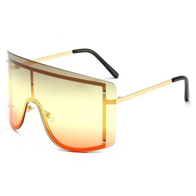 Oversized Women Blue & Yellow Gradient Sunglasses Fashionable Rimless In Metal For Female New Shades Personality Eyewear -Sunglasses- Melted Glam LLC