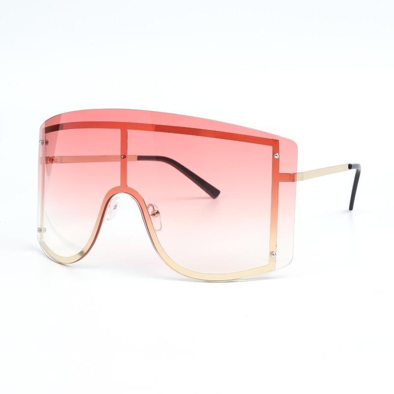 Oversized Women Blue & Yellow Gradient Sunglasses Fashionable Rimless In Metal For Female New Shades Personality Eyewear -Sunglasses- Melted Glam LLC