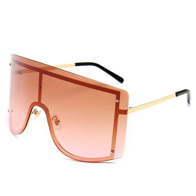 Oversized Women Blue & Yellow Gradient Sunglasses Fashionable Rimless In Metal For Female New Shades Personality Eyewear -Sunglasses- Melted Glam LLC