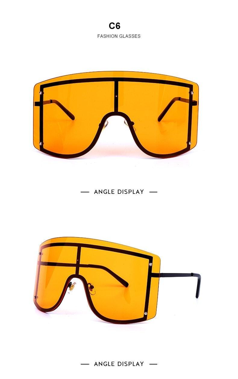 Oversized Women Blue & Yellow Gradient Sunglasses Fashionable Rimless In Metal For Female New Shades Personality Eyewear -Sunglasses- Melted Glam LLC