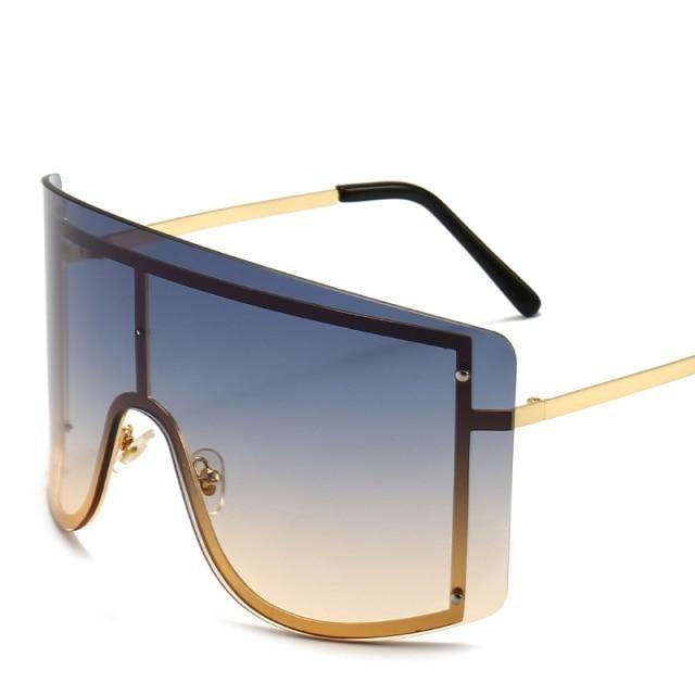 Oversized Women Blue & Yellow Gradient Sunglasses Fashionable Rimless In Metal For Female New Shades Personality Eyewear -Sunglasses- Melted Glam LLC