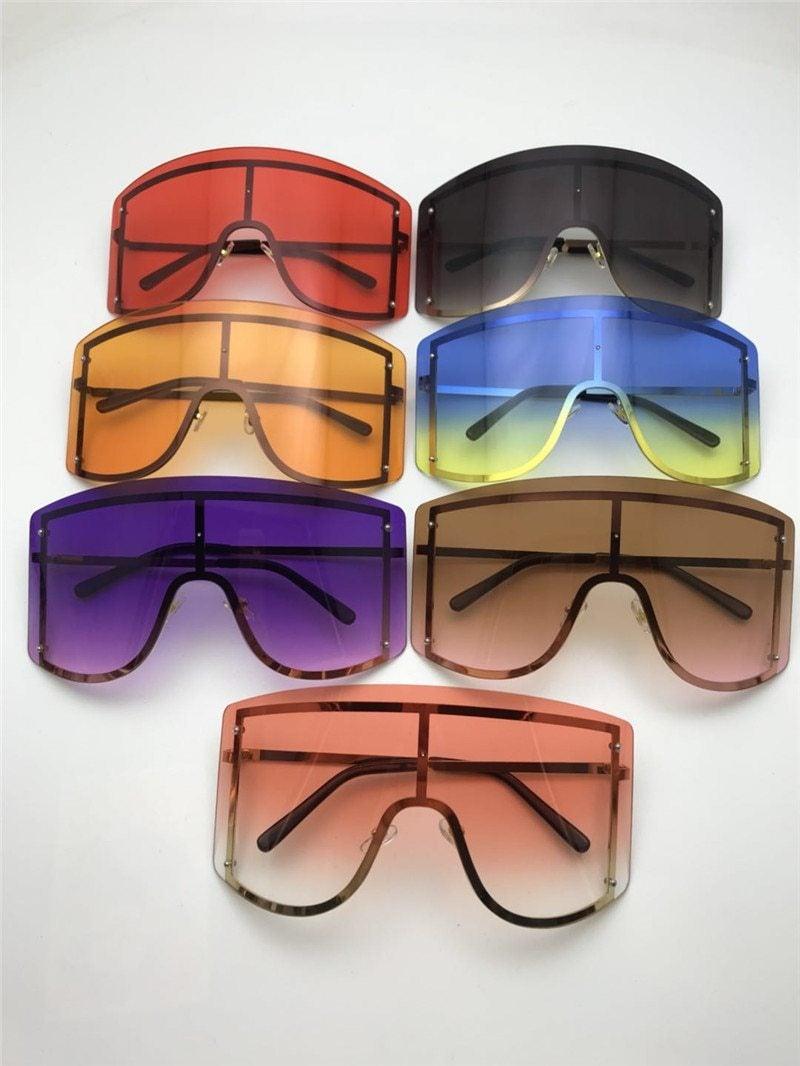Oversized Women Blue & Yellow Gradient Sunglasses Fashionable Rimless In Metal For Female New Shades Personality Eyewear -Sunglasses- Melted Glam LLC