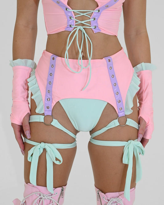 Cotton Candy Garter Belt Bikini Bottoms -Bikini Bottoms- Melted Glam LLC
