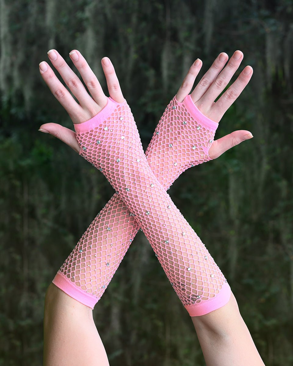 Pink Rhinestone Fingerless Gloves -Accessory- Melted Glam LLC