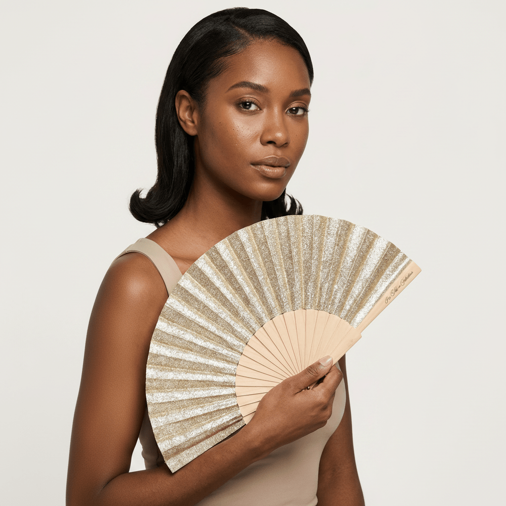 Gold Sparkle Hand Fan -Hand fan- Melted Glam LLC
