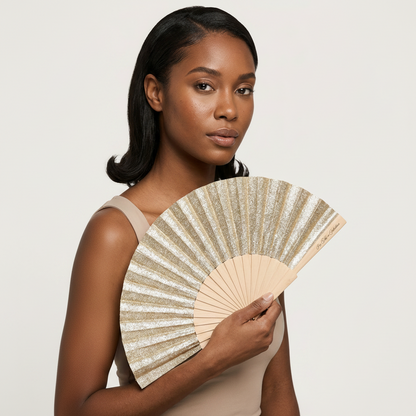 Gold Sparkle Hand Fan
