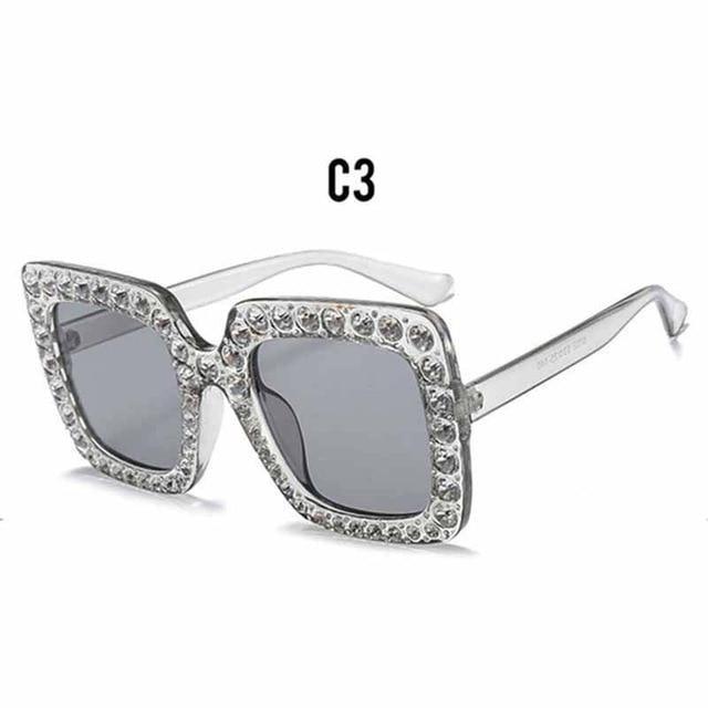 Oversized Sunglasses Square Diamond Sunglasses Women Retro Sunglasses Luxury & Diamond Square Shape Sunglasses For Women Branded Attractive Any Size Crystal Sun Glasses For Ladies Gradient Classic Mirror & Decent Shades -Sunglasses- Melted Glam LLC