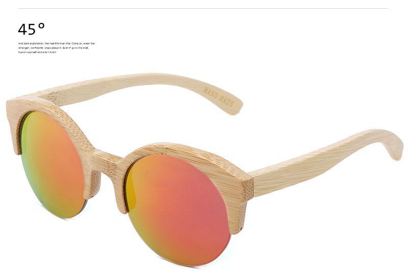 Elegant Wooden Design Classic Sunglasses Design Stylish Popular Wooden Sunglasses For Men & Women Round Bamboo Glasses Mirror Sun Glasses Retro Glasses -Sunglasses- Melted Glam LLC
