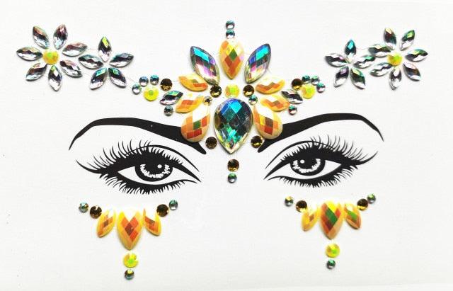 3D Makeup Tattoo Face Gems Glitter Face Jewels Crystal Stickers Face Glitter for Festival Carnival Party -Temporary tattoos- Melted Glam LLC