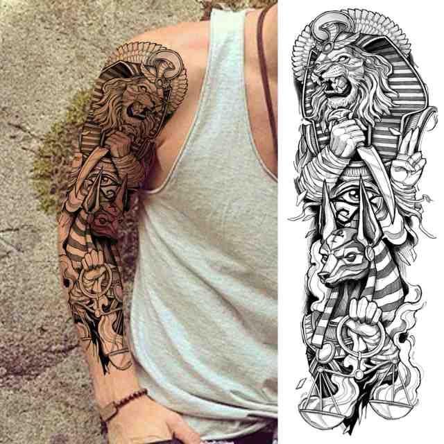 Realistic Full Arm Temporary Tattoos Sleeve Fake Tatoos Warrior Lion Tiger Flower Waterproof Tattoo Stickers For Womens Mens -Temporary tattoos- Melted Glam LLC