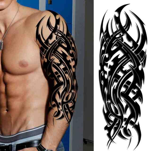 Realistic Full Arm Temporary Tattoos Sleeve Fake Tatoos Warrior Lion Tiger Flower Waterproof Tattoo Stickers For Womens Mens -Temporary tattoos- Melted Glam LLC