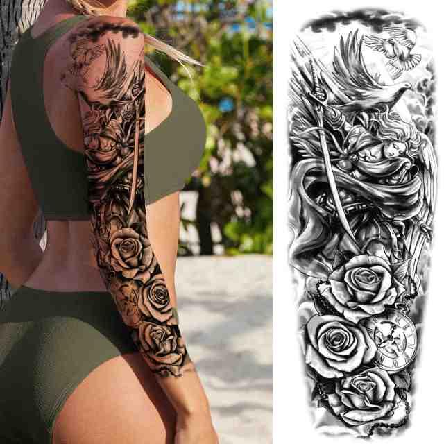 Realistic Full Arm Temporary Tattoos Sleeve Fake Tatoos Warrior Lion Tiger Flower Waterproof Tattoo Stickers For Womens Mens -Temporary tattoos- Melted Glam LLC