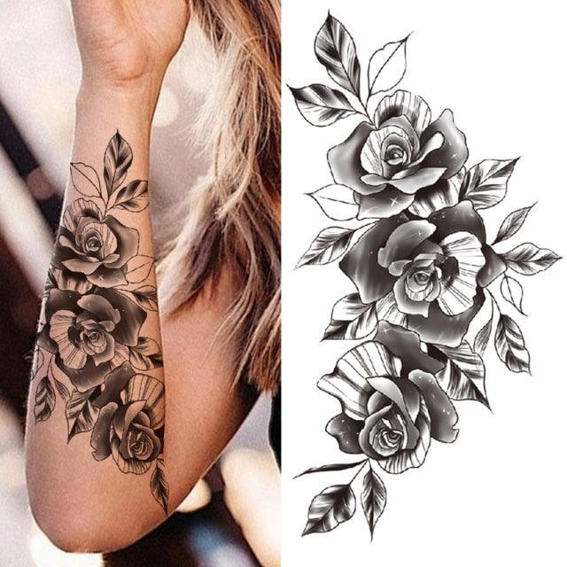 Realistic Full Arm Temporary Tattoos Sleeve Fake Tatoos Warrior Lion Tiger Flower Waterproof Tattoo Stickers For Womens Mens -Temporary tattoos- Melted Glam LLC