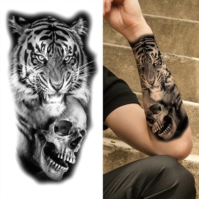 Realistic Full Arm Temporary Tattoos Sleeve Fake Tatoos Warrior Lion Tiger Flower Waterproof Tattoo Stickers For Womens Mens -Temporary tattoos- Melted Glam LLC