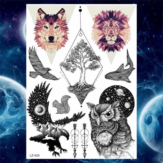 Luxury Colorful Flower Lavender Waterproof Temporary Tattoos Animals Arm Chest Tattoo Stickers Elegant Summer Style For Womens Mens -Temporary tattoos- Melted Glam LLC