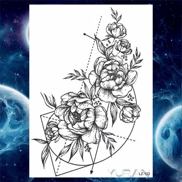 Luxury Colorful Flower Lavender Waterproof Temporary Tattoos Animals Arm Chest Tattoo Stickers Elegant Summer Style For Womens Mens -Temporary tattoos- Melted Glam LLC
