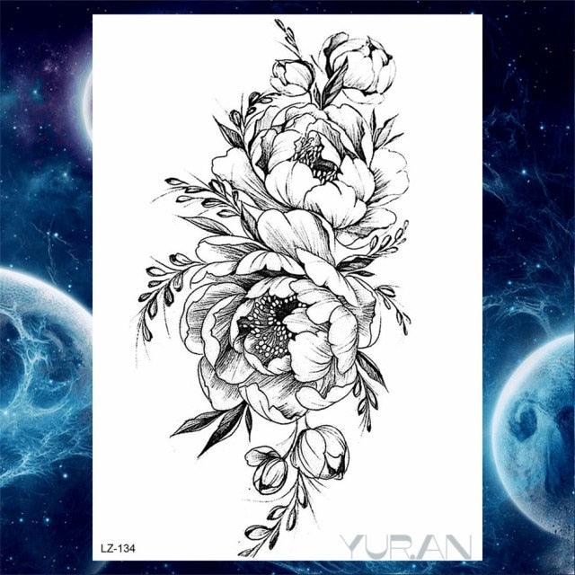 Luxury Colorful Flower Lavender Waterproof Temporary Tattoos Animals Arm Chest Tattoo Stickers Elegant Summer Style For Womens Mens -Temporary tattoos- Melted Glam LLC