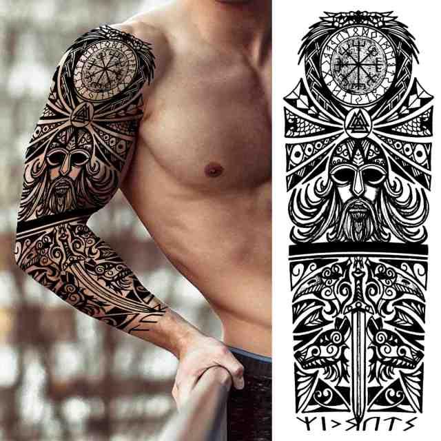 Realistic Full Arm Temporary Tattoos Sleeve Fake Tatoos Warrior Lion Tiger Flower Waterproof Tattoo Stickers For Womens Mens -Temporary tattoos- Melted Glam LLC