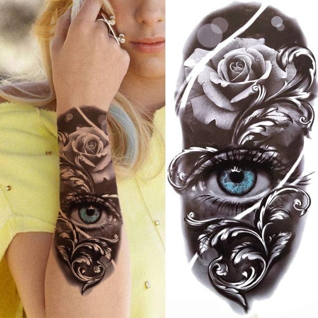 Realistic Full Arm Temporary Tattoos Sleeve Fake Tatoos Warrior Lion Tiger Flower Waterproof Tattoo Stickers For Womens Mens -Temporary tattoos- Melted Glam LLC