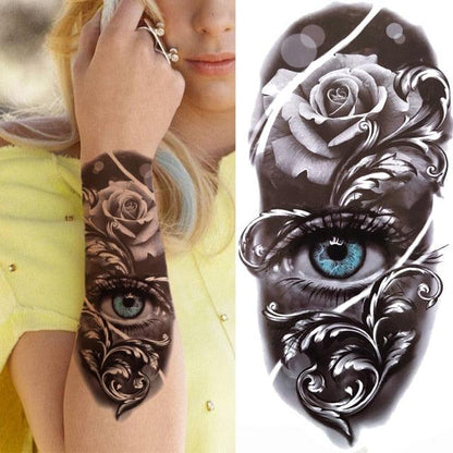 Realistic Full Arm Temporary Tattoos Sleeve Fake Tatoos Warrior Lion Tiger Flower Waterproof Tattoo Stickers For Womens Mens