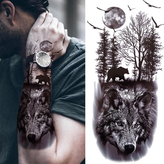 Realistic Full Arm Temporary Tattoos Sleeve Fake Tatoos Warrior Lion Tiger Flower Waterproof Tattoo Stickers For Womens Mens -Temporary tattoos- Melted Glam LLC