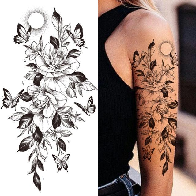 Realistic Full Arm Temporary Tattoos Sleeve Fake Tatoos Warrior Lion Tiger Flower Waterproof Tattoo Stickers For Womens Mens -Temporary tattoos- Melted Glam LLC