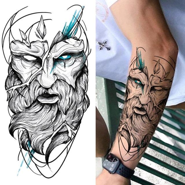 Realistic Full Arm Temporary Tattoos Sleeve Fake Tatoos Warrior Lion Tiger Flower Waterproof Tattoo Stickers For Womens Mens -Temporary tattoos- Melted Glam LLC