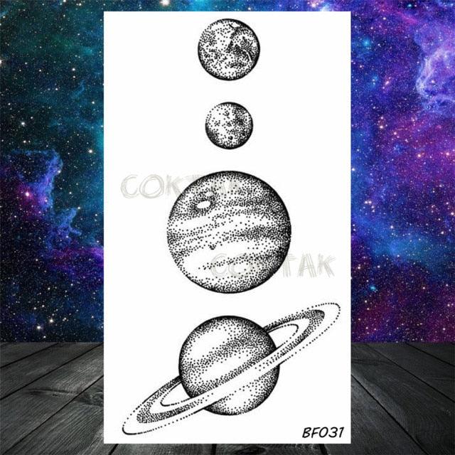 Realistic Small Planets Temporary Tattoos Arm Waterpoof Black Sticker Space Planets For Girls And Boys -Temporary tattoos- Melted Glam LLC