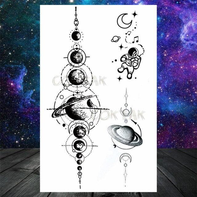 Realistic Small Planets Temporary Tattoos Arm Waterpoof Black Sticker Space Planets For Girls And Boys -Temporary tattoos- Melted Glam LLC