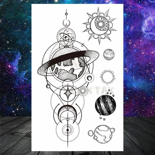 Realistic Small Planets Temporary Tattoos Arm Waterpoof Black Sticker Space Planets For Girls And Boys -Temporary tattoos- Melted Glam LLC