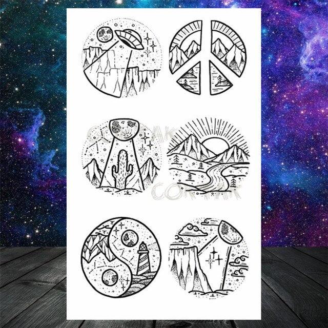Realistic Small Planets Temporary Tattoos Arm Waterpoof Black Sticker Space Planets For Girls And Boys -Temporary tattoos- Melted Glam LLC