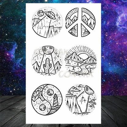 Realistic Small Planets Temporary Tattoos Arm Waterpoof Black Sticker Space Planets For Girls And Boys