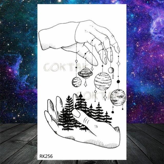 Realistic Small Planets Temporary Tattoos Arm Waterpoof Black Sticker Space Planets For Girls And Boys -Temporary tattoos- Melted Glam LLC