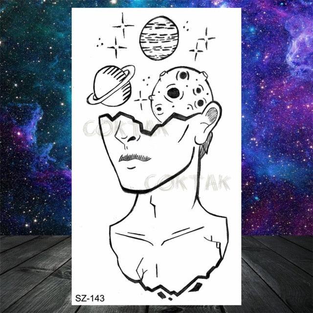 Realistic Small Planets Temporary Tattoos Arm Waterpoof Black Sticker Space Planets For Girls And Boys -Temporary tattoos- Melted Glam LLC