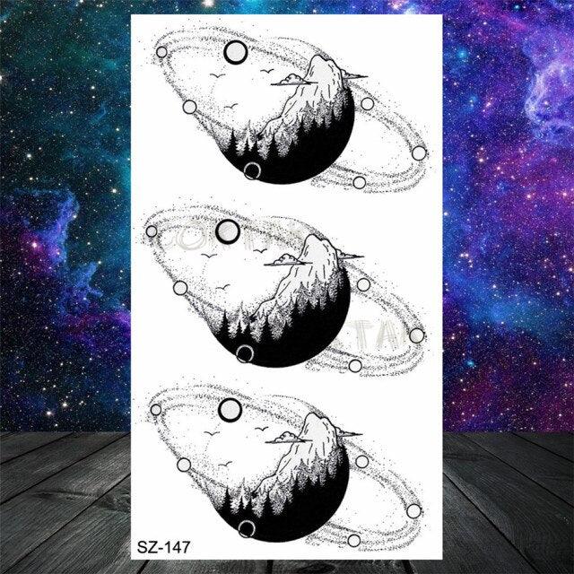 Realistic Small Planets Temporary Tattoos Arm Waterpoof Black Sticker Space Planets For Girls And Boys -Temporary tattoos- Melted Glam LLC