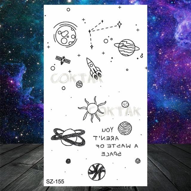Realistic Small Planets Temporary Tattoos Arm Waterpoof Black Sticker Space Planets For Girls And Boys -Temporary tattoos- Melted Glam LLC