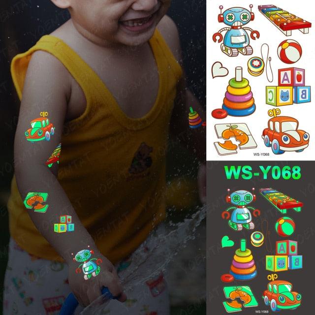 Luxury Luminous Tattoo Stickers Unicorn Stars Temporary Waterproof Luminous Fake Tattoos Stickers Dinosaur Butterfly For Children -Temporary tattoos- Melted Glam LLC