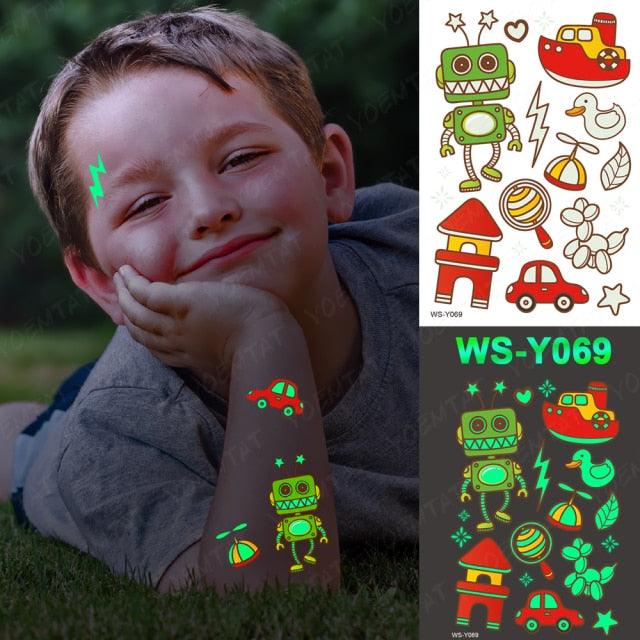 Luxury Luminous Tattoo Stickers Unicorn Stars Temporary Waterproof Luminous Fake Tattoos Stickers Dinosaur Butterfly For Children -Temporary tattoos- Melted Glam LLC