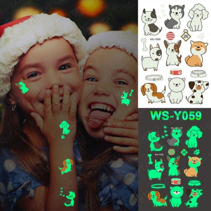 Luxury Luminous Tattoo Stickers Unicorn Stars Temporary Waterproof Luminous Fake Tattoos Stickers Dinosaur Butterfly For Children