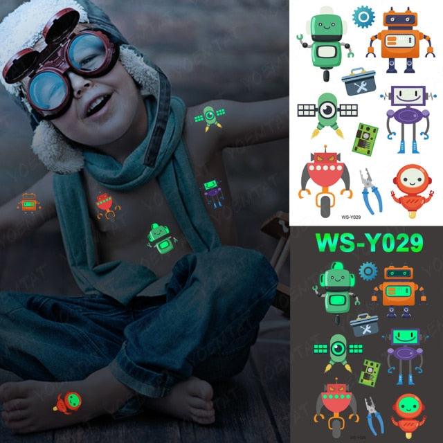 Luxury Luminous Tattoo Stickers Unicorn Stars Temporary Waterproof Luminous Fake Tattoos Stickers Dinosaur Butterfly For Children -Temporary tattoos- Melted Glam LLC