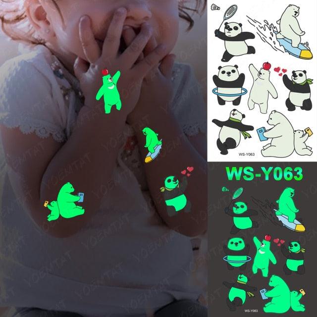 Luxury Luminous Tattoo Stickers Unicorn Stars Temporary Waterproof Luminous Fake Tattoos Stickers Dinosaur Butterfly For Children -Temporary tattoos- Melted Glam LLC