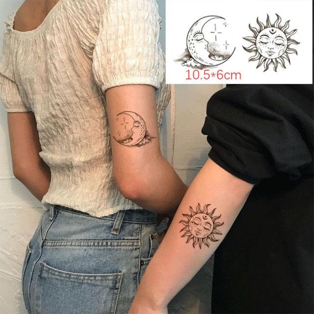 Modern Small Tattoo Sun Moon Heart Waterproof Temporary Tattoos High Quality Design For Womens -Temporary tattoos- Melted Glam LLC