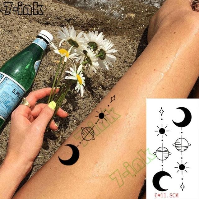 Modern Small Tattoo Sun Moon Heart Waterproof Temporary Tattoos High Quality Design For Womens -Temporary tattoos- Melted Glam LLC
